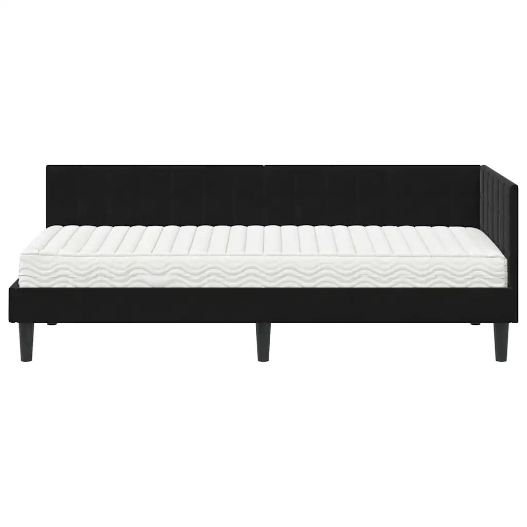 Struttura Letto Angolare con Materasso 2 pcs Nero Velluto