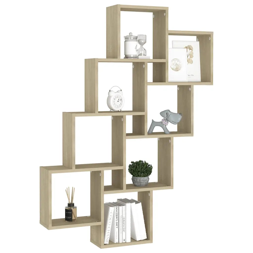 Mensola Parete | Mensola sospesa Cubo Rovere Sonoma 90x15x119cm Legno Multistrato