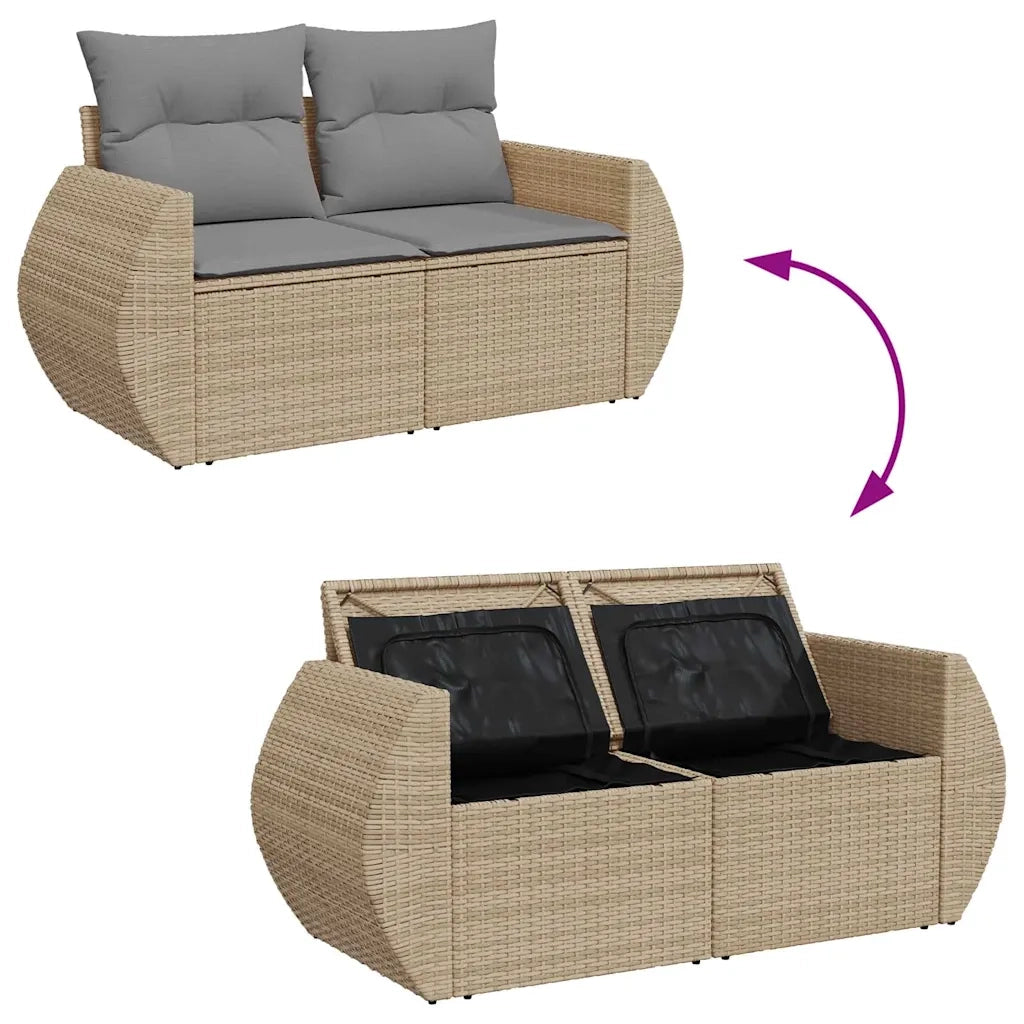 Set Divano da Giardino 6 pz con Cuscini Beige in Polyrattan 3327251