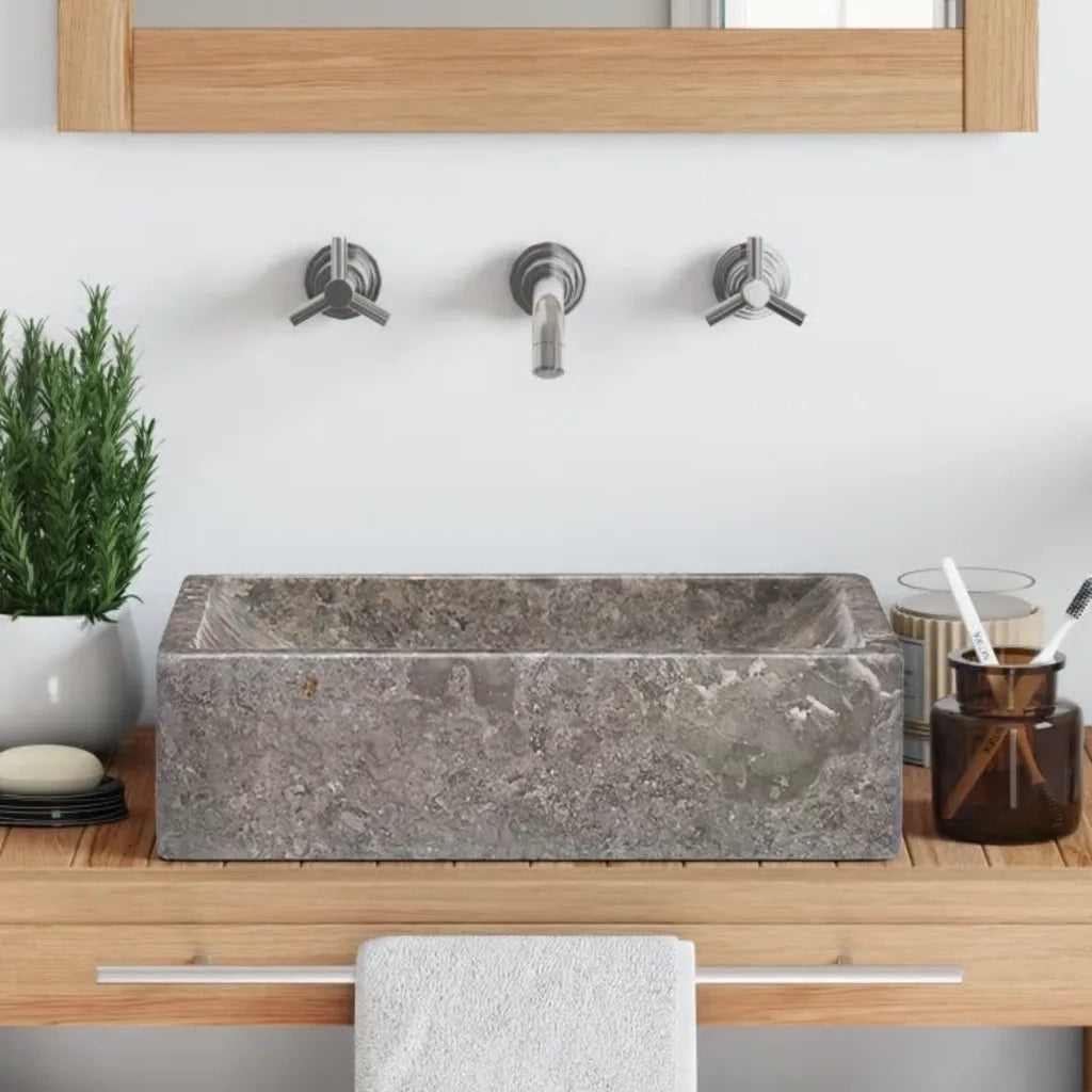 Lavello-Lavandino-Lavabo 45x30x12 cm Marmo Lucido Grigio