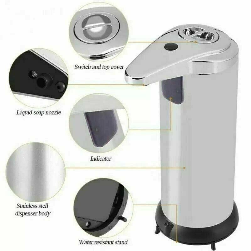 Dispenser per Sapone e gel Automatico 280ml Erogatore con Sensore a Infrarossi