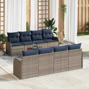 Set Divano da Giardino 9 pz Grigio polyrattan 3347430