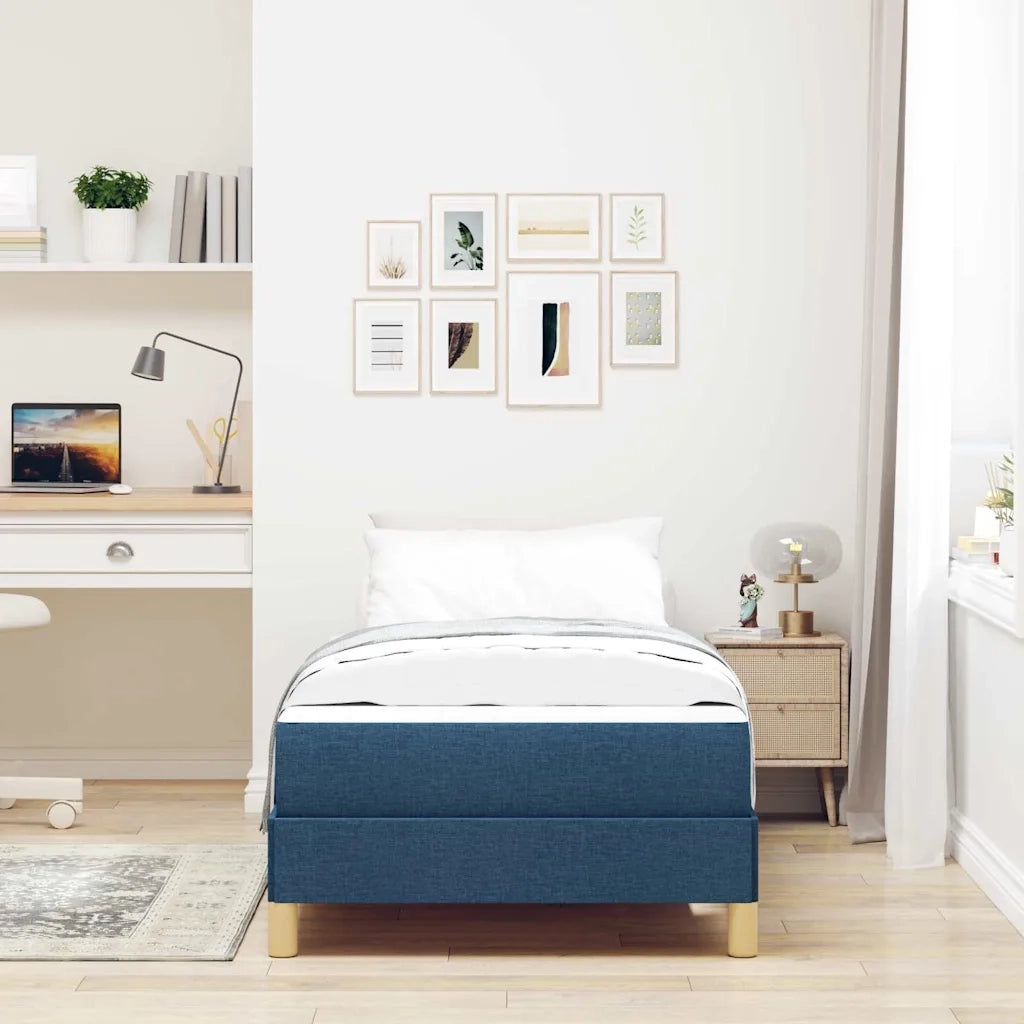 Letto a molle con materasso Blu 90 x 200 cm Tessuto