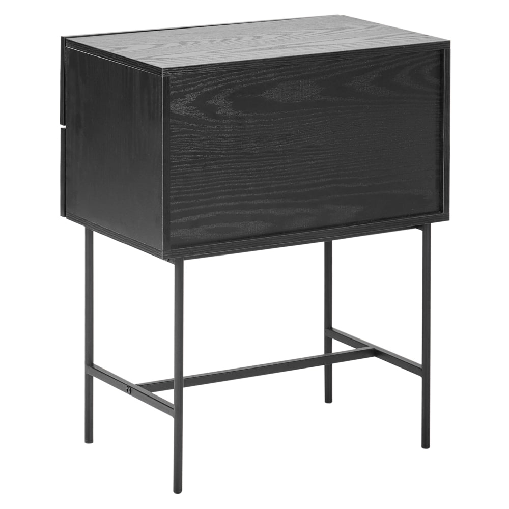 Comodino con 2 cassetti Nero stile moderno