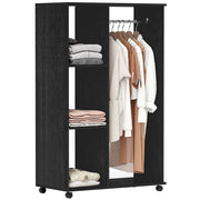 Armadio con Ruote e Appendiabiti ¨C Zephmum ¨C Nero 80x40x128 cm