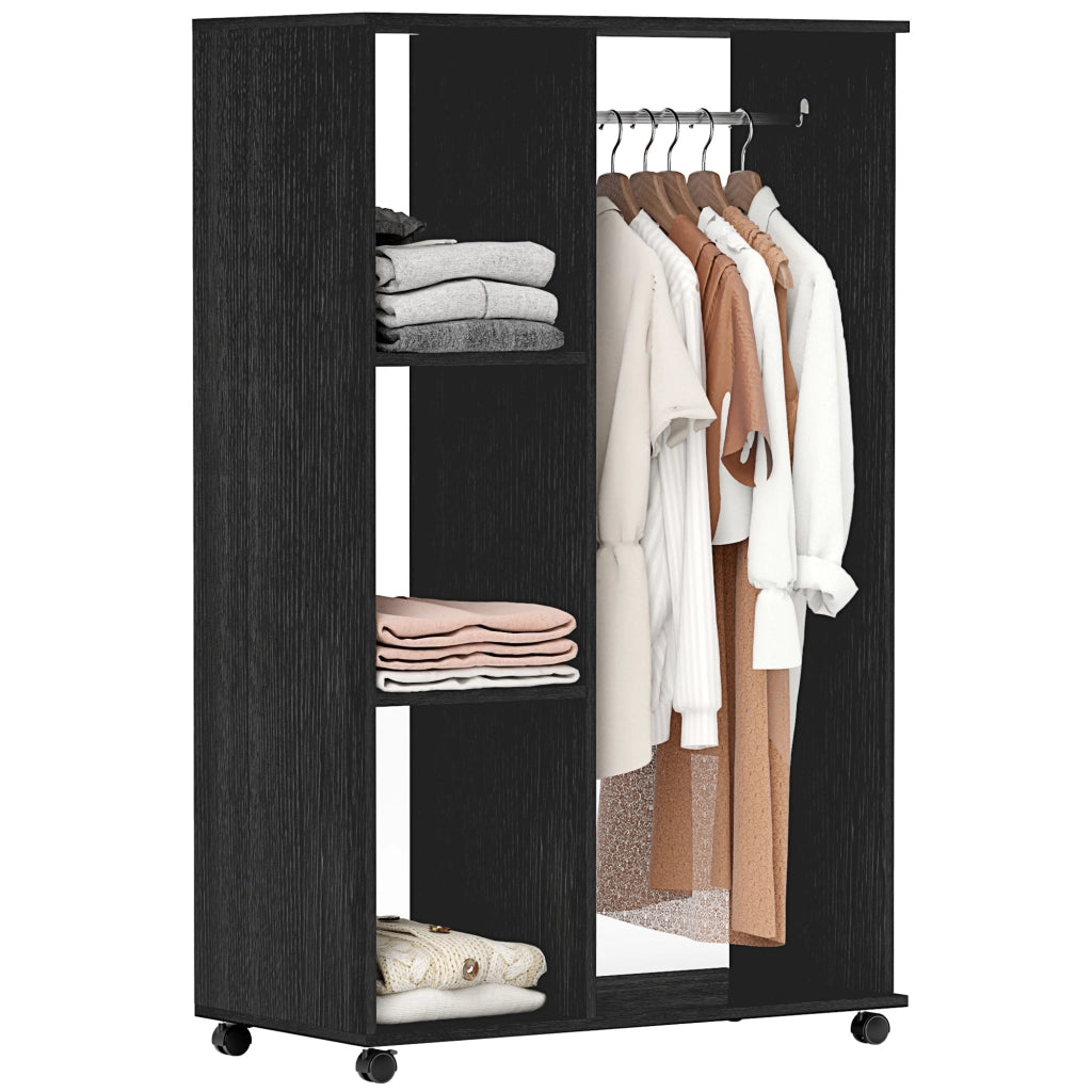 Armadio con Ruote e Appendiabiti ¨C Zephmum ¨C Nero 80x40x128 cm