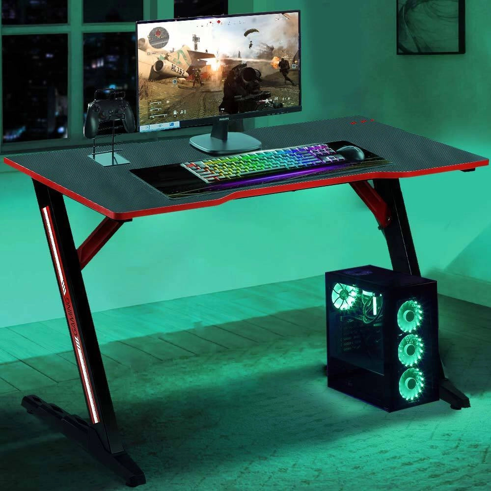 Scrivania Gaming Porta Pc Computer in Metallo e Legno MDF Tappetino Mouse Pad