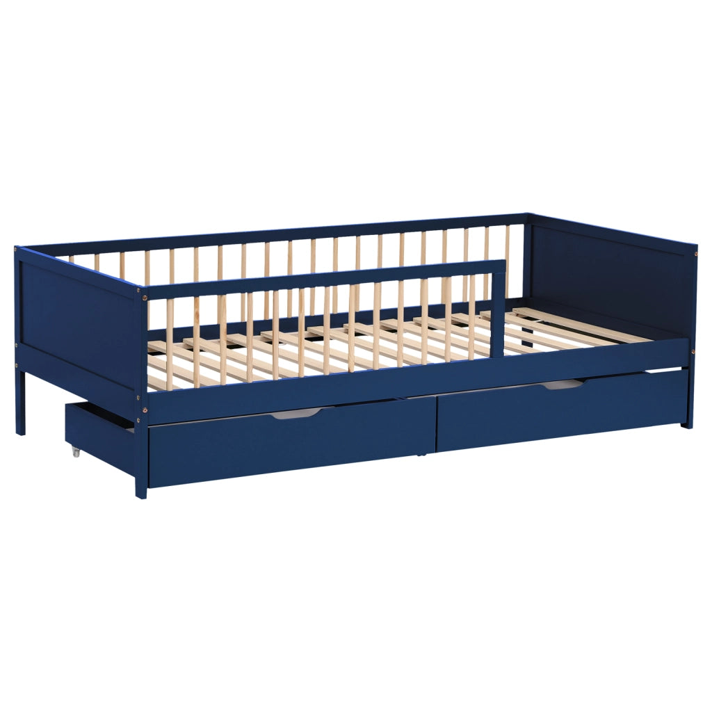 Letto blu scuro per bambini 190x90cm con cassetti ADAM