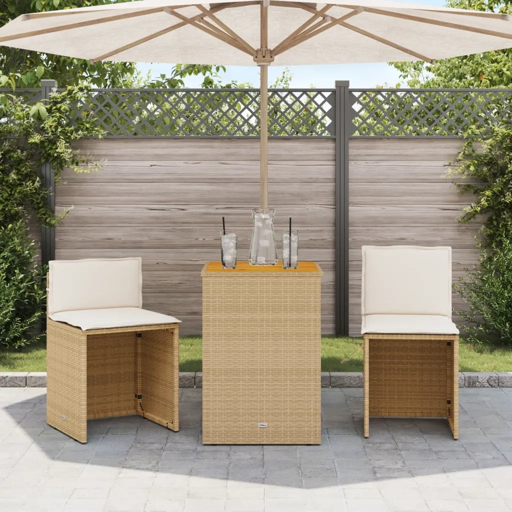 Set da Bistrò 3 pz con Cuscini Beige in Polyrattan 4003877