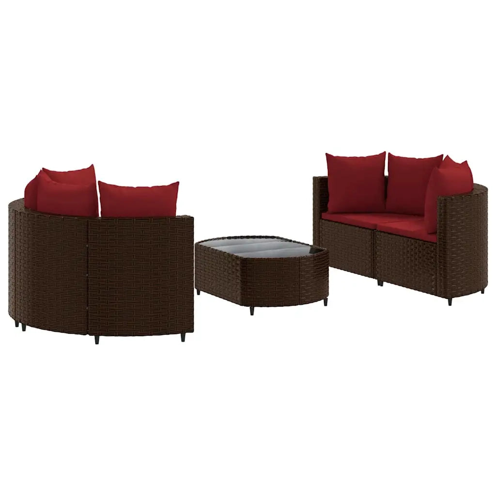 Set Divano da Giardino 5 pz con Cuscini Marrone in Polyrattan 3308445