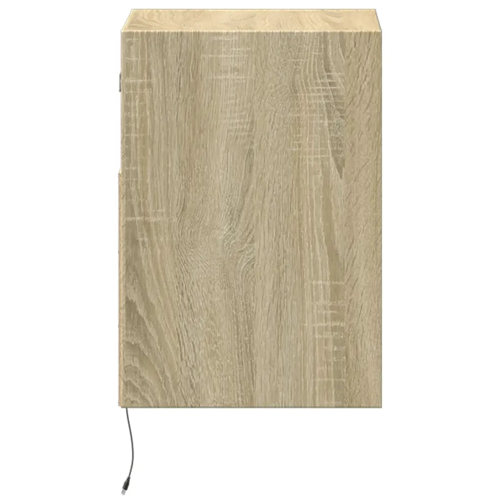 Comodino a Parete con luci LED Rovere Sonoma 3307979