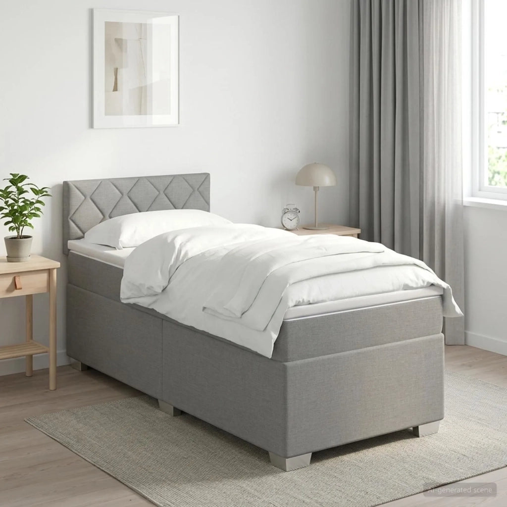 Letto con Box Spring, Materasso e LED Grigio Chiaro Singolo 3452040