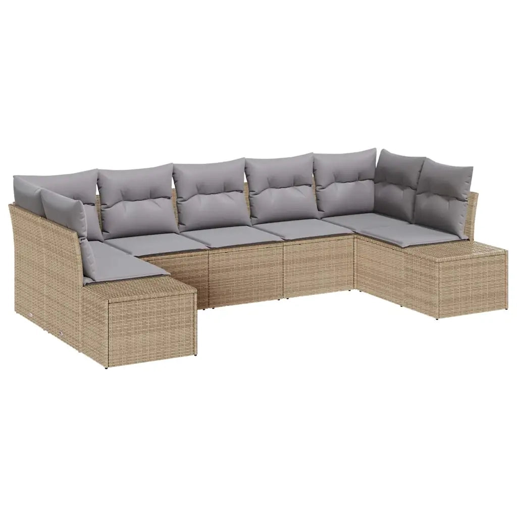 Set Divano da Giardino con cuscino 7 pcs Beige polyrattan 3347210