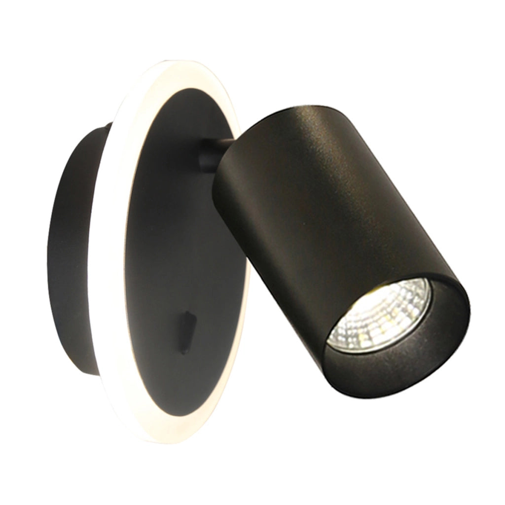 Applique rotonda moderna nera spot orientabile GU10+LED CCT Parma