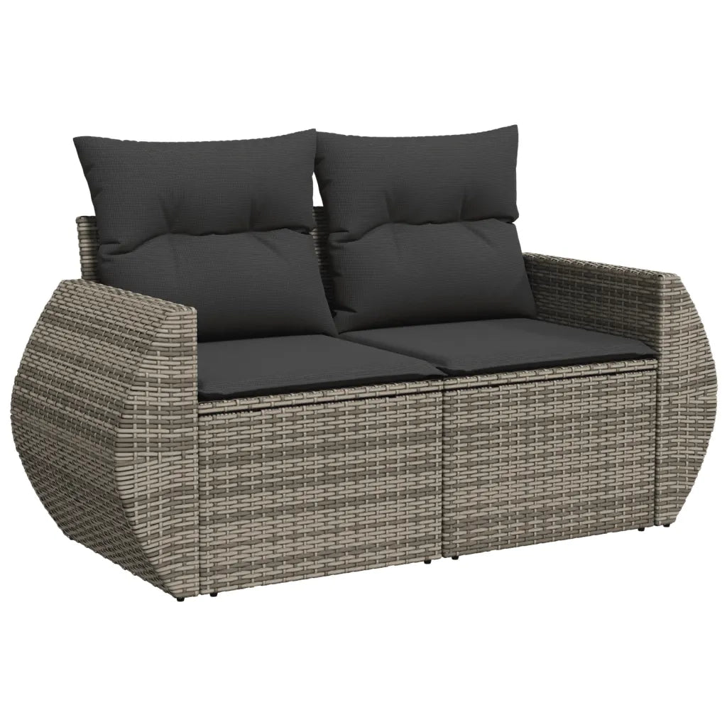 Set Divano da Giardino 9 pz con Cuscini Grigio in Polyrattan 3225101