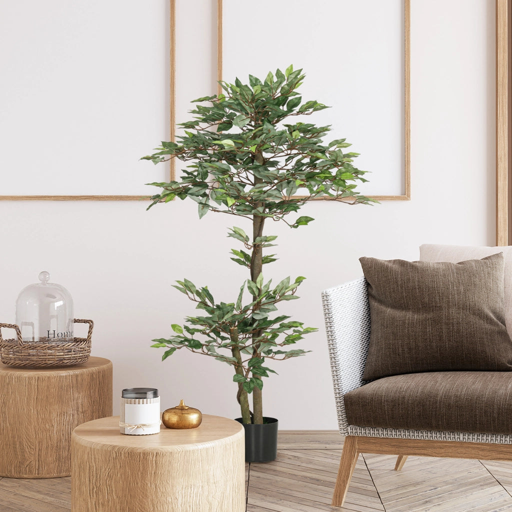 Ficus Artificiale con Muschio e Vaso ¨C Minimal ¨C Verde, 150 cm