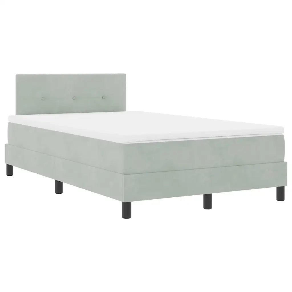 Letto a Sorgente LED con led Grigio chiaro 120 x 190 cm Velluto