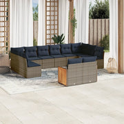 Set Divani da Giardino 12 pz con Cuscini Grigio in Polyrattan 3228126