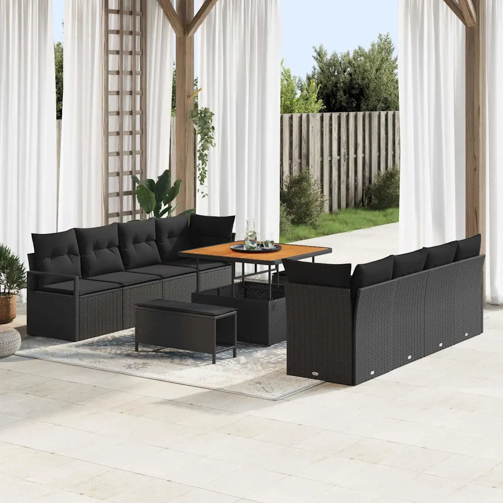 Set Divano da Giardino con cuscino Nero 100 x 100 x 71 cm 3364454