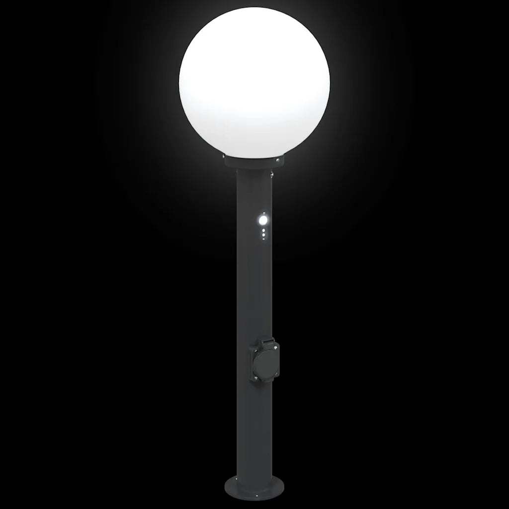 Lampada a paletto con sensore e presa 80 cm Nera IP44 4006123