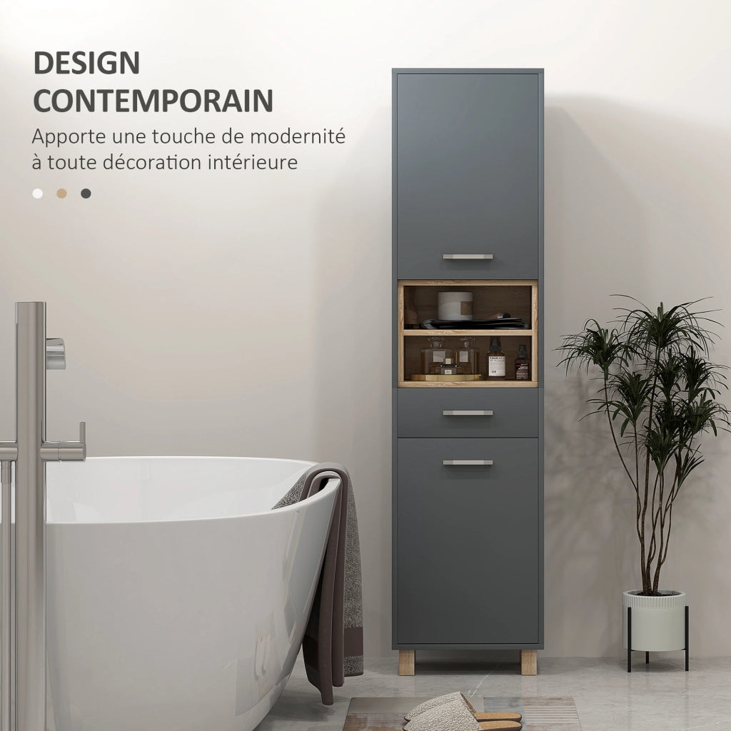 Colonna Bagno con Ante e Cassetto ¨C Minimal ¨C Grigio 60x30x