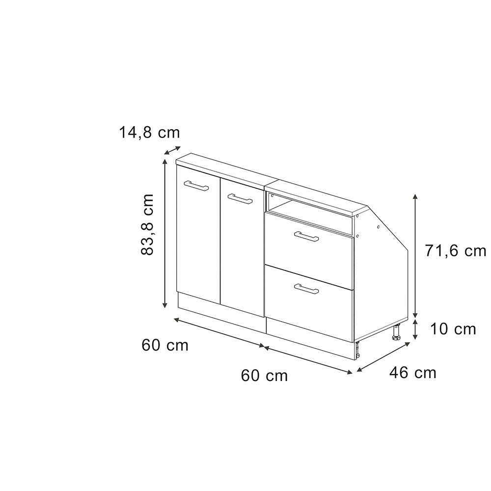 Set di mobili sottotetto Rion Bianco lucido/Antracite Set di 2 Vicco
