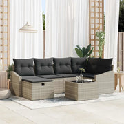 Set di divani 7 pcs Grigio chiaro e grigio polyrattan