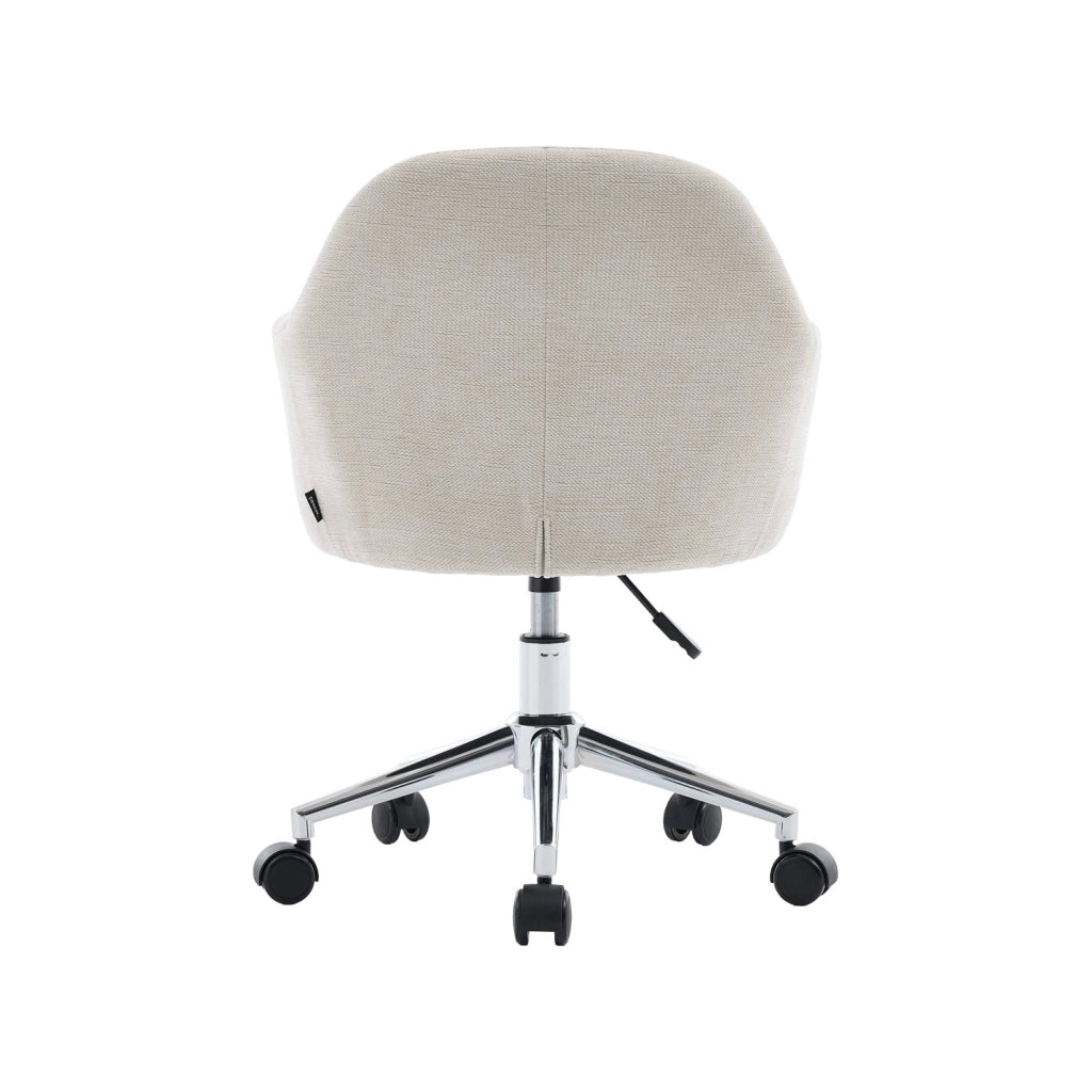Sedia da ufficio in ciniglia regolabile per bambini con ruote, beige