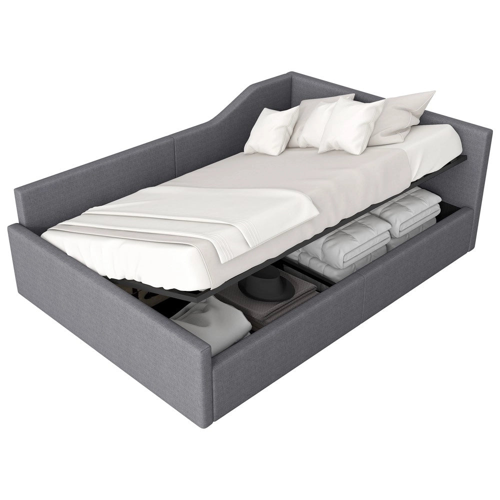 Letto Contenitore Imbottito 140x200 ¨C MINIMAL ¨C Grigio