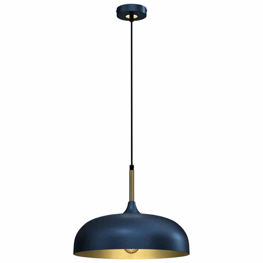 Lampada a sospensione Milagro Lincoln blu oro Ø35 E27