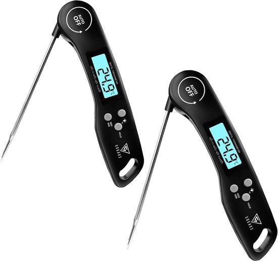 Set di termometro per carne da 2 - Termometro per carne veloce e preciso con schermo LCD per griglia, barbecue e bevande