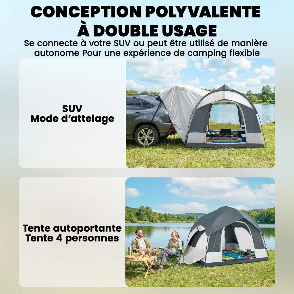 Tenda da Campeggio 2-4 Persone ¨C Xylo ¨C Impermeabile con 3 Porte, Compatibile SUV, Blu Scuro