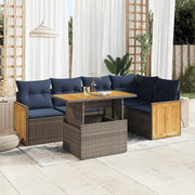 Set Divano da Giardino 6pz con Cuscini Grigio Polyrattan Acacia 3327715