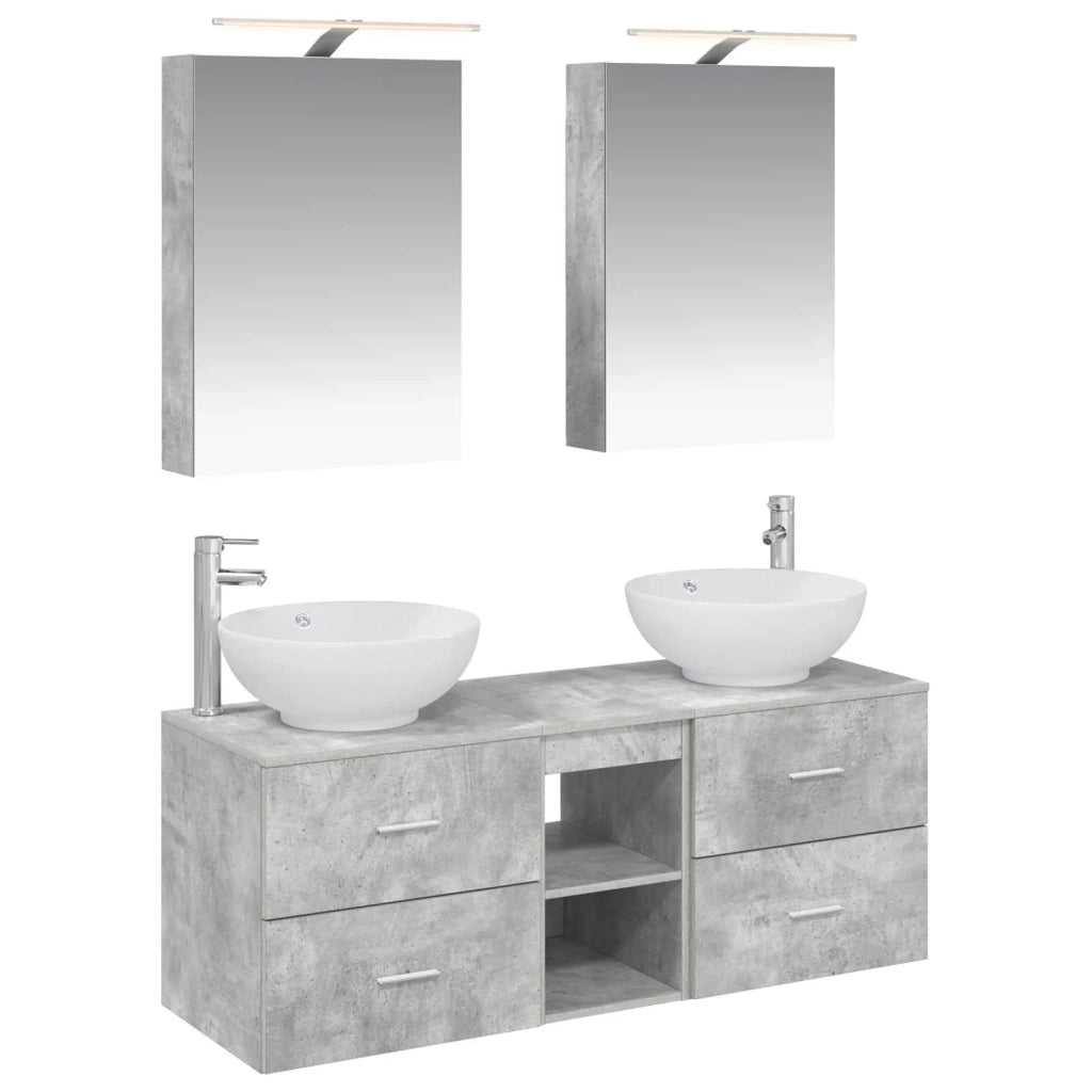 Set di mobili per il bagno 5 pz Grigio Cemento 3406954