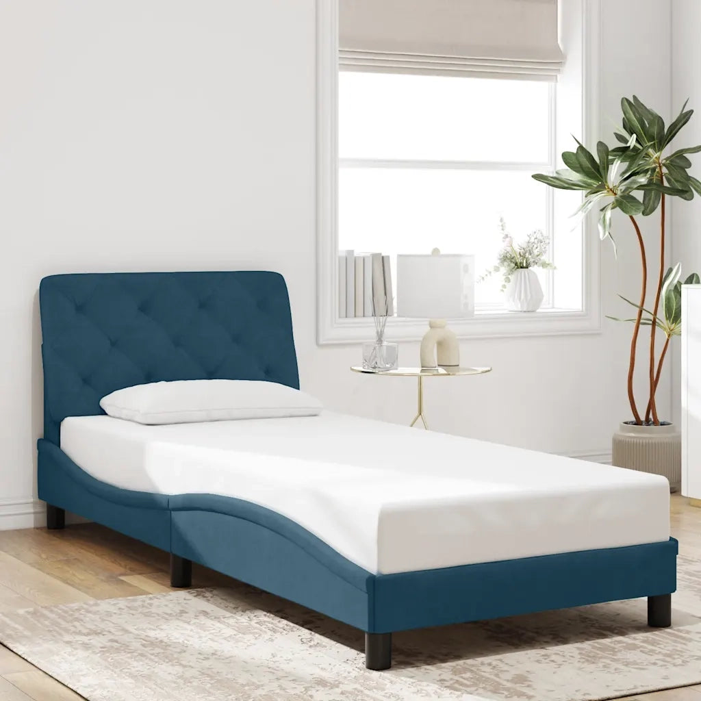 Giroletto senza Materasso Blu 90x200 cm in Velluto