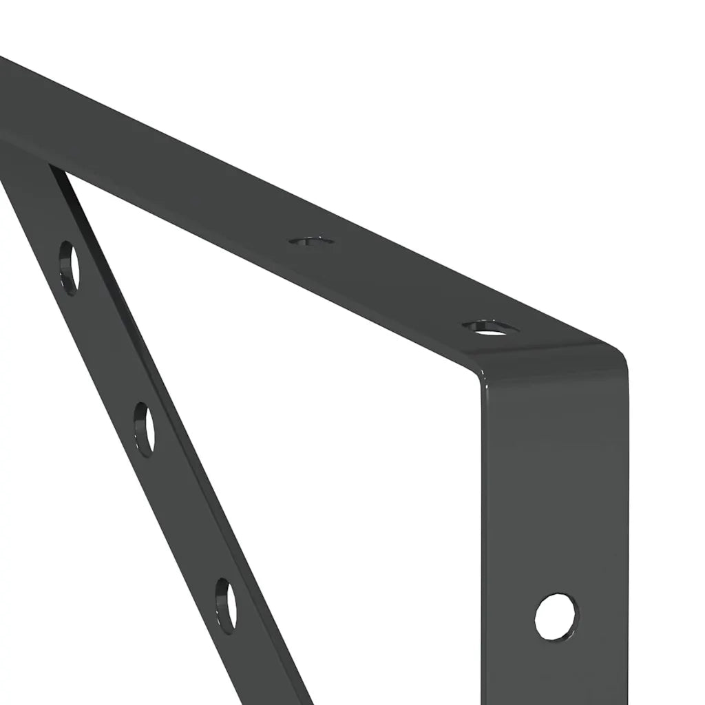 4 pz Staffe per Mensola | Ripiano | Scaffale 23,5x2,5x15,5 cm in Acciaio Inox Nero