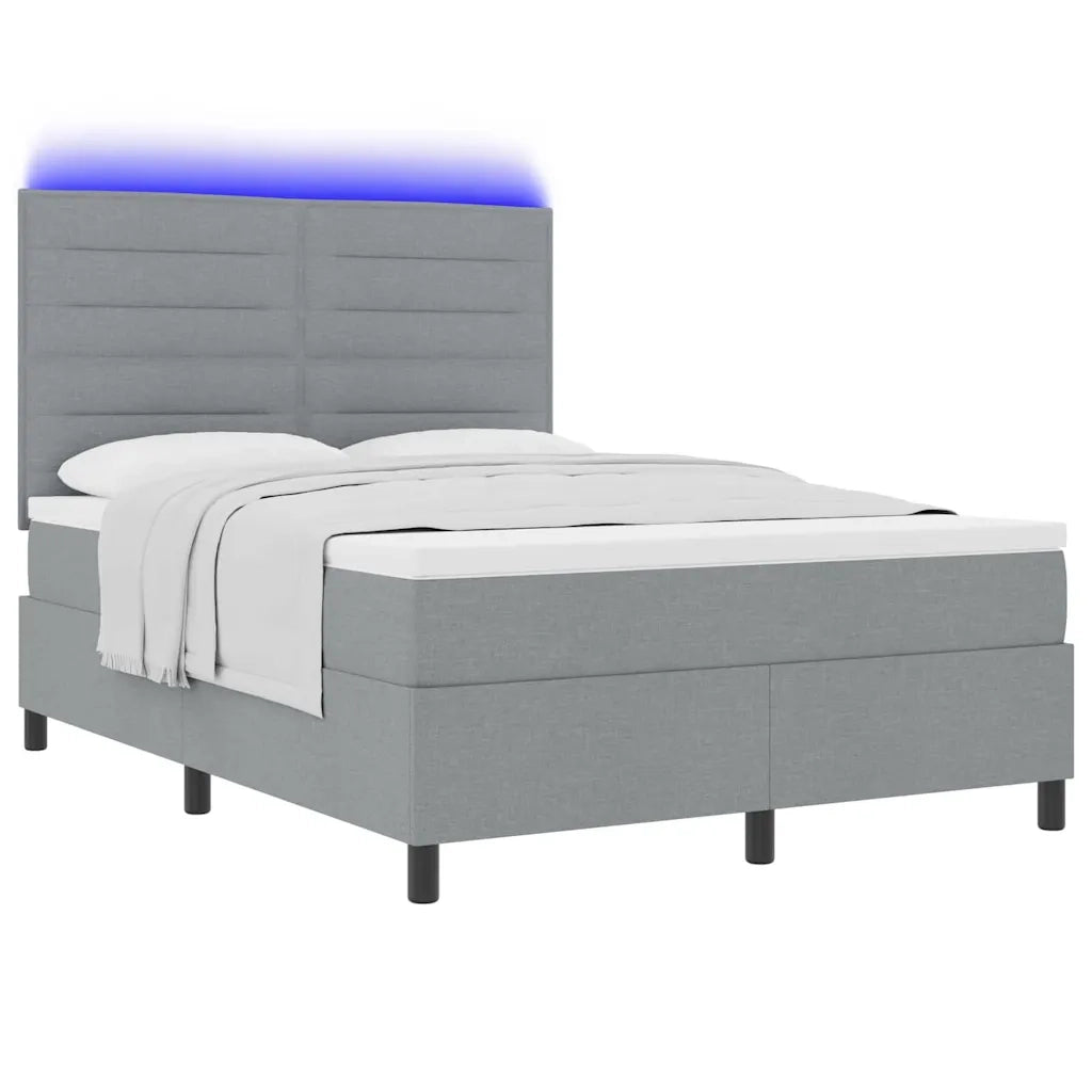Letto a molle con materasso Grigio chiaro 140 x 190 cm Tessuto