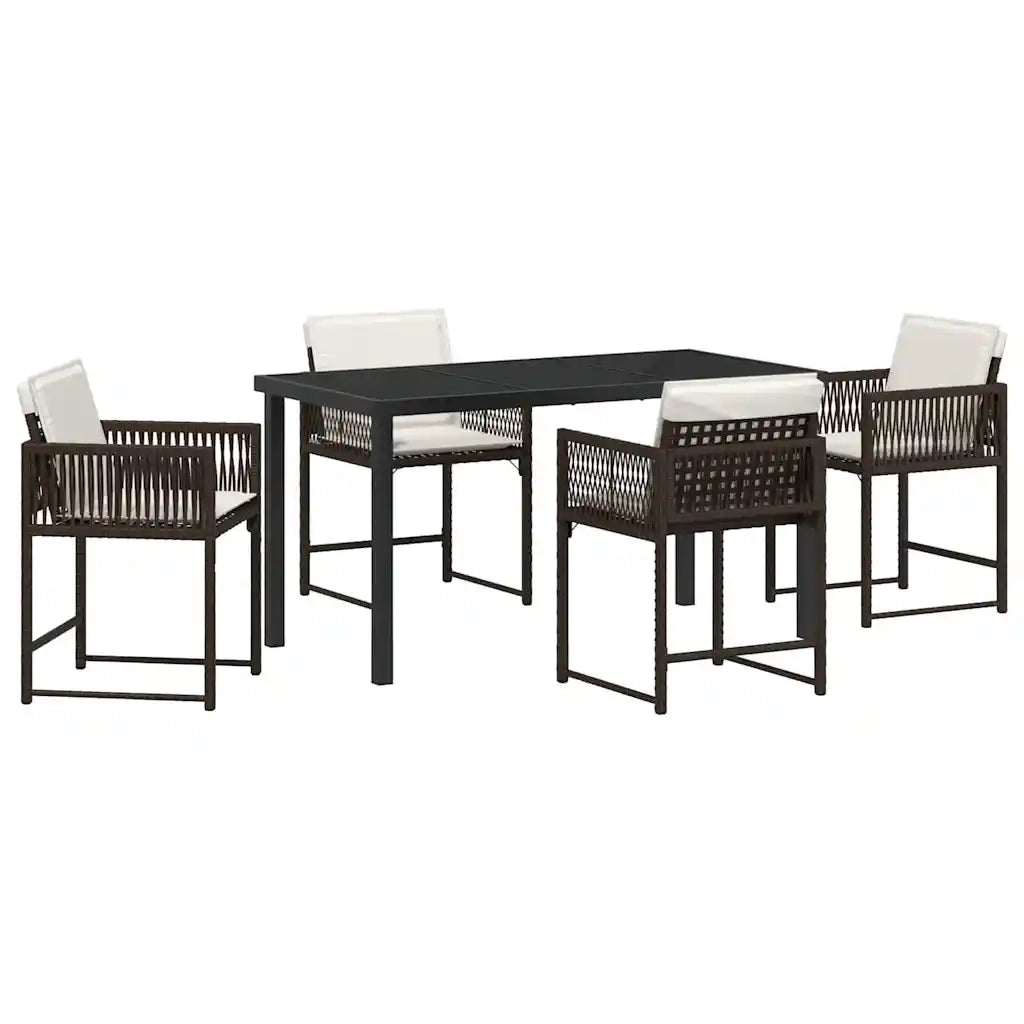 Set da Pranzo per Giardino 5 pcs Marrone polyrattan 3380754