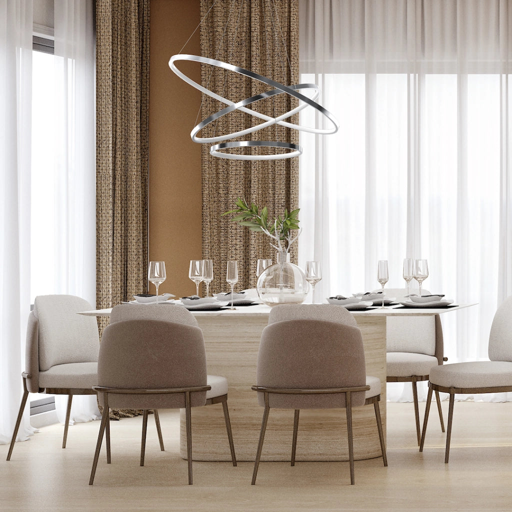 Lampada a sospensione HOOP 3 anelli cromo LED 93W 4000K