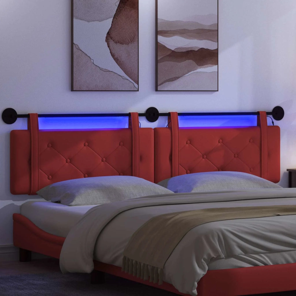 Testiera sospesa Con luce LED Rosso Similpelle 3424264