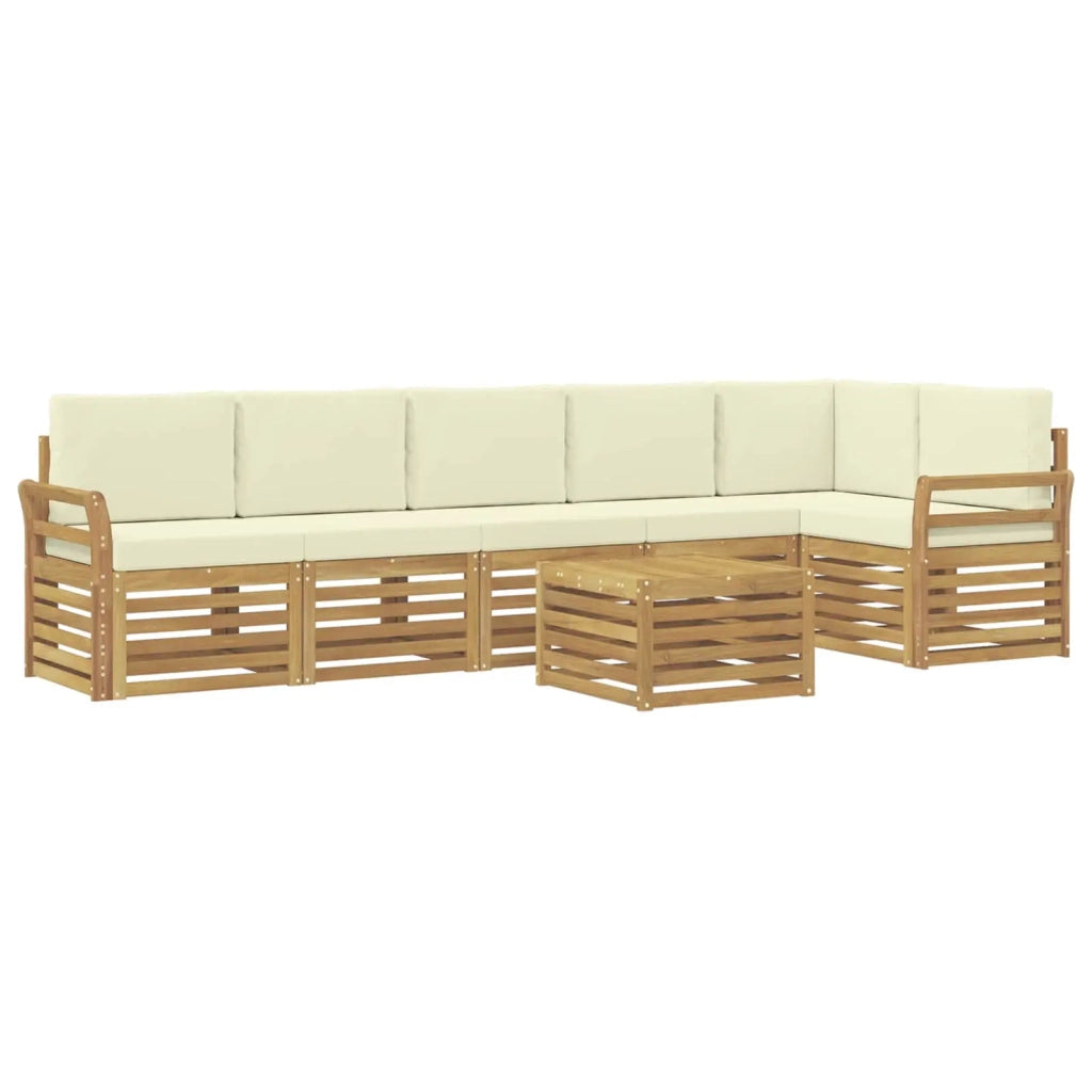 Set di divani da esterno 7 pcs Bianco e Crema 59 x 59 x 37 cm 3391955