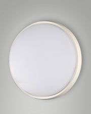 Olly Plafoniera LED a soffitto in metallo e policarbonato, luce calda 3000K, 30W, IP54, design circolare minimalista bianco, codice 3315-65-102