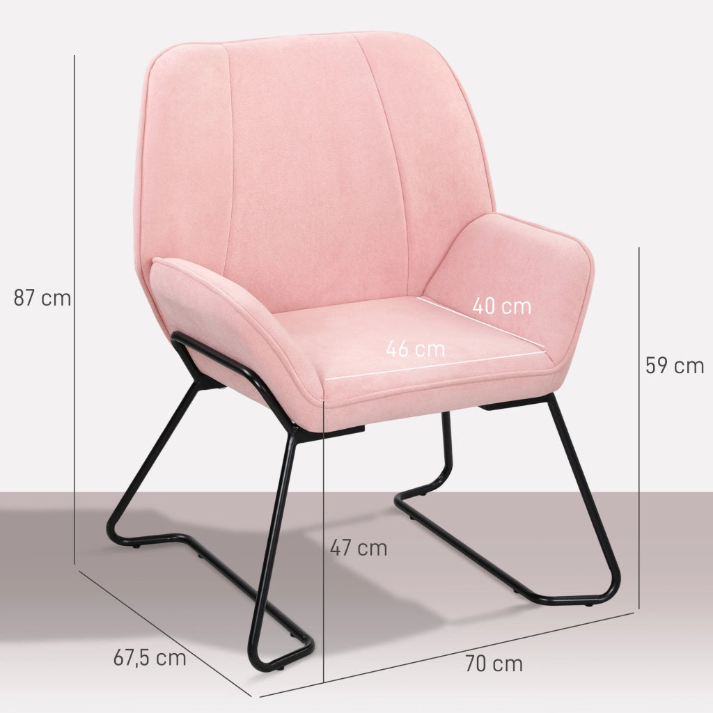 Poltrona imbottita in velluto ¨C zephmum ¨C rosa con gambe in metallo