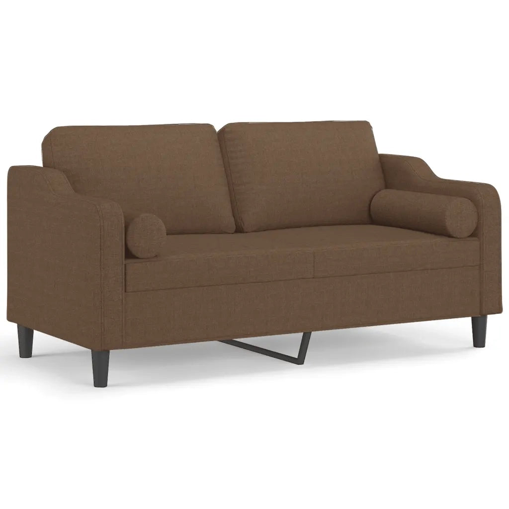 Divano a 2 Posti con Cuscini-Sofa 2 Posti con Cuscini Marrone 140 cm in Tessuto 255552