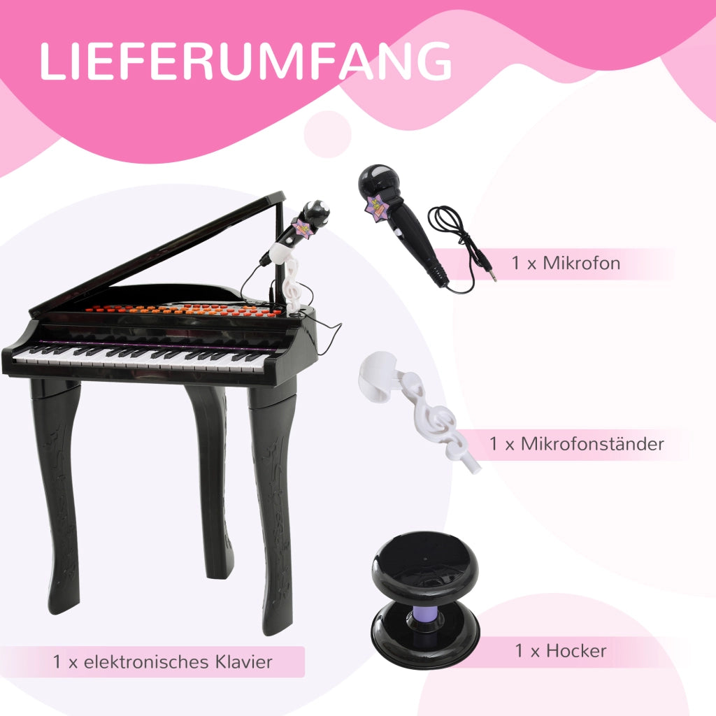 Pianoforte Giocattolo per Bambini 3-6 Anni con Microfono e LED ¨C zephmum ¨C Nero