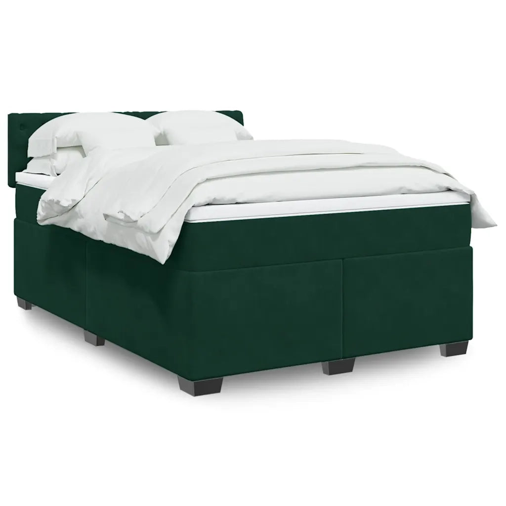Giroletto a Molle con Materasso Verde Scuro 160x200 cm Velluto