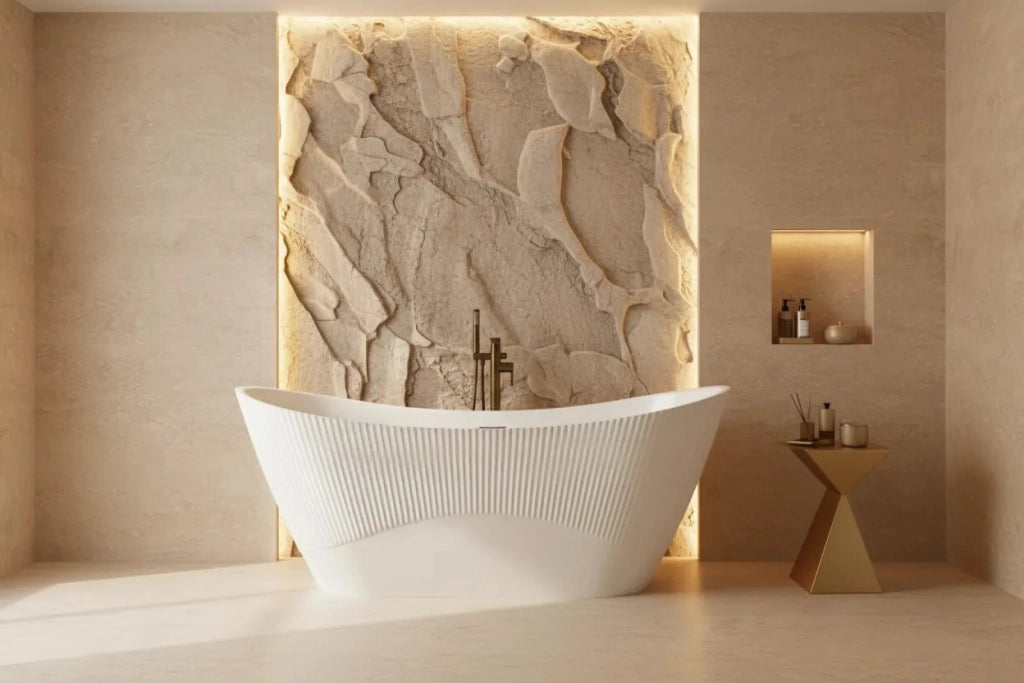 Vasca Da Bagno Freestanding In Acrilico Atena 170 Copritappo bianco