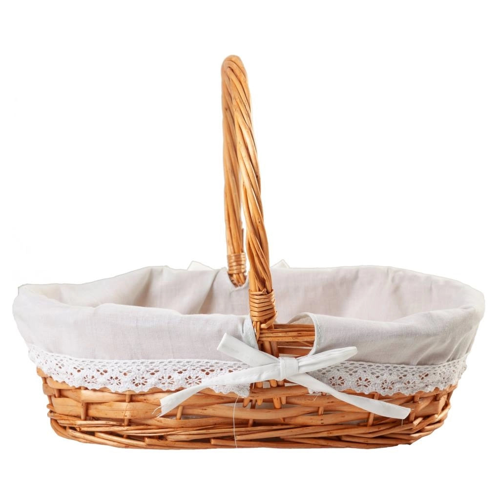 Cesto in vimini naturale marrone foderato 38x25x28h