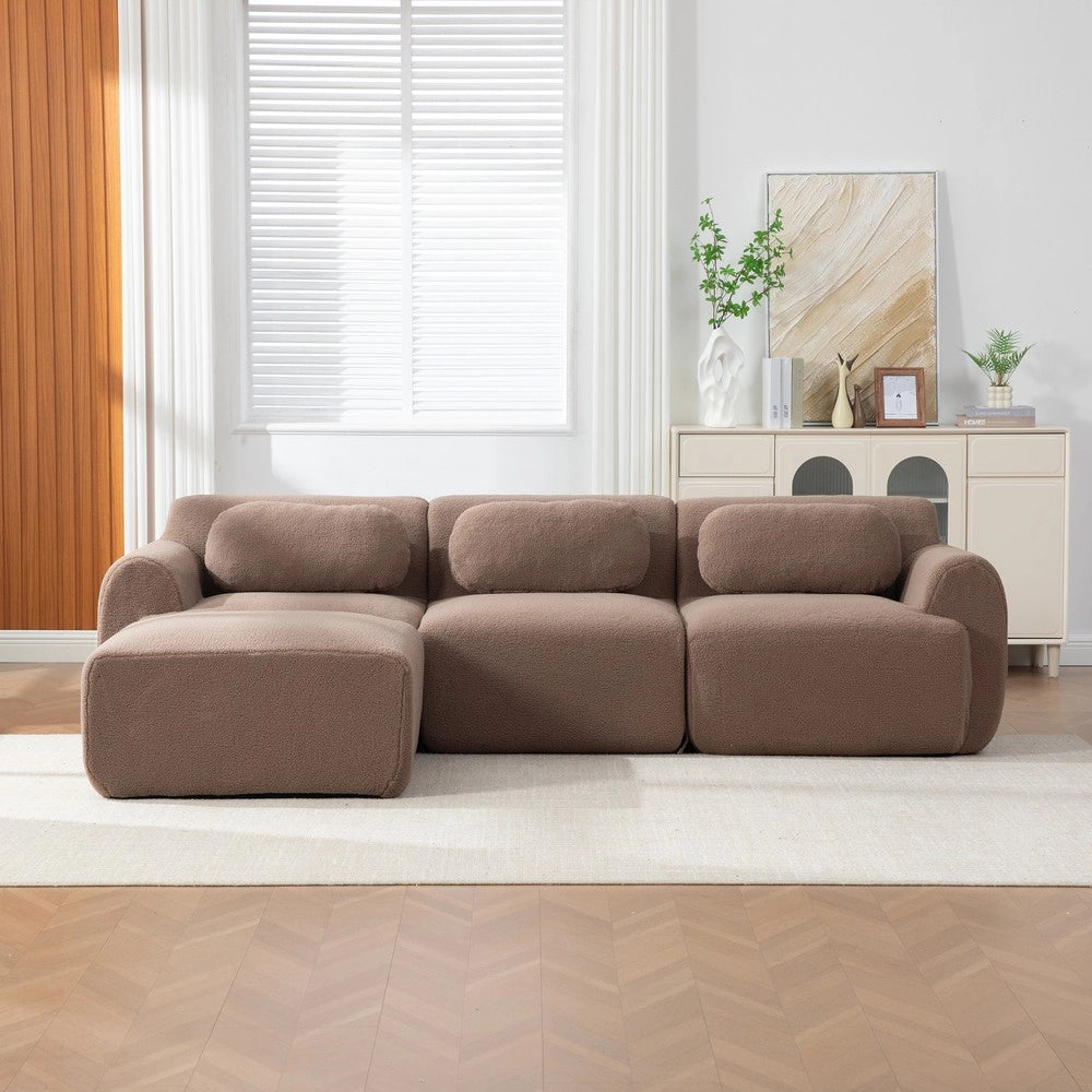 Divano Modulare in Tessuto Chenille ¨C MINIMAL ¨C Beige, Schiumato 30D