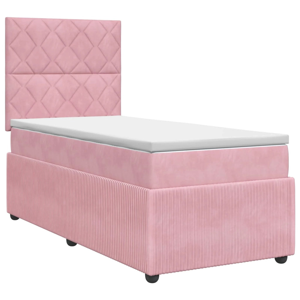 Letto box spring con materasso Rosa 90 x 200 cm Velluto 3454540